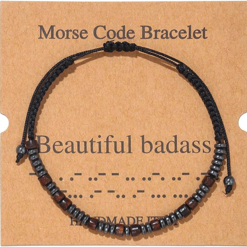 Morse Code Bracelets for Women Men,Morse Code Bracelets with Adjustable String,I
